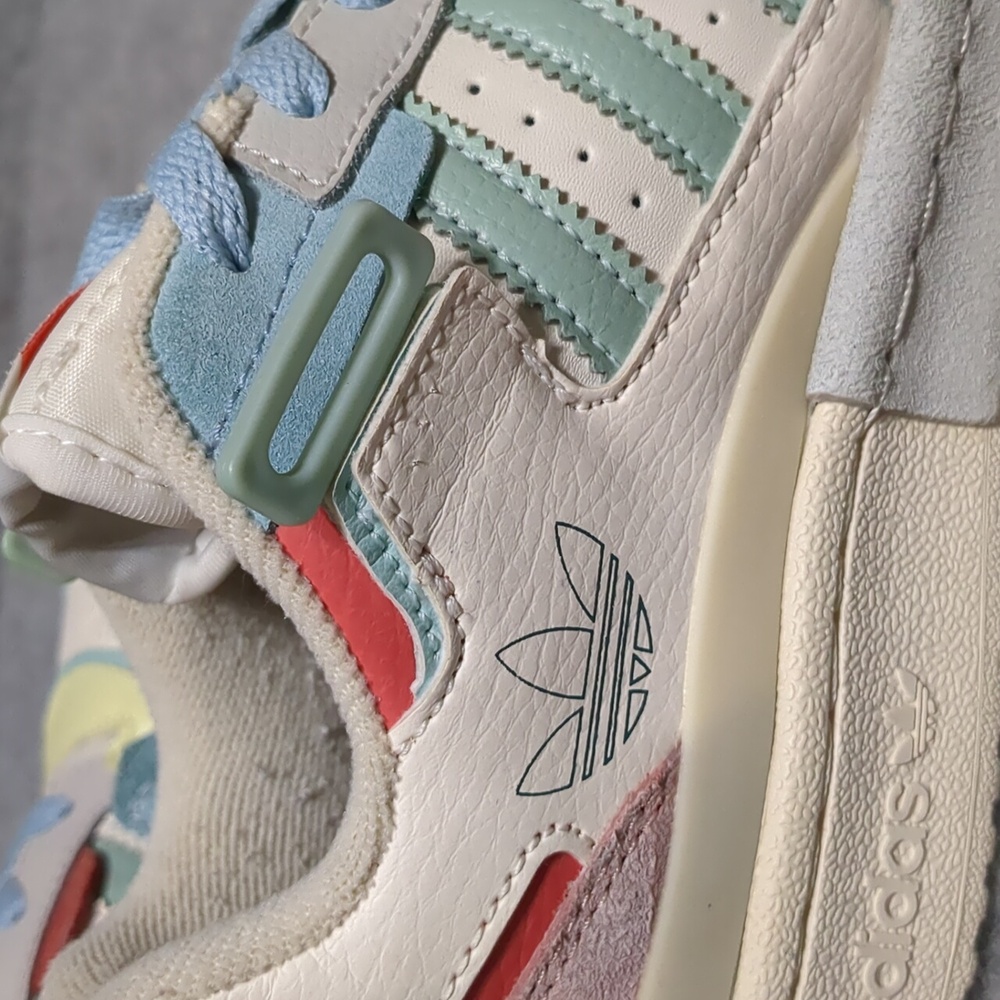 adidas originals Unisex Forum Exhibit Low Sneakers White/Pink/Blue Women's Sz6.5 - Picture 8 of 9